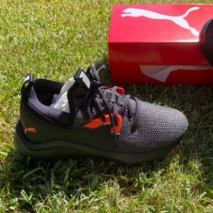 PUMA red and black running shoes